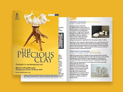 Precious Clay art book booklet brochure ceramics cover exhibition gallery leaflet pages pottery publication sculpture typography worcester yellow