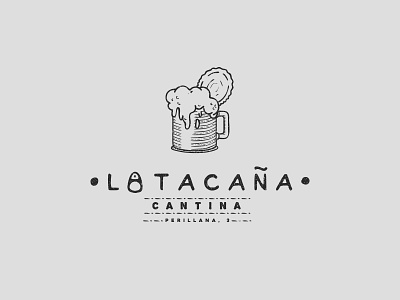 Latacana beer can cantina draw drawing hand made illustration line logo restaurant vintage