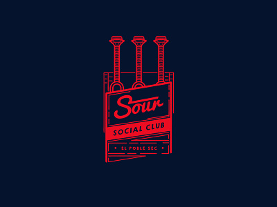 Sour Social Club branding factory handmade line line design logo logo design retro social vintage