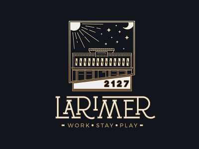 Larimer deck events hipster hotel line logo loft logo moon private rooftop stars sun