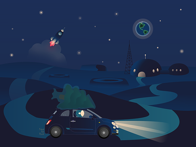 A gift from Earth character fiat500 illustration space vector
