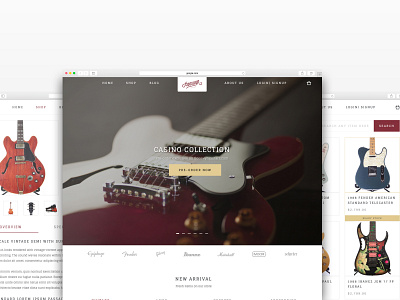 Guitar Shop Website Concept antique design epiphone fender gibson guitar ibanez music ui ux vintage website