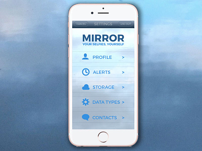 DailyUI #007 - Settings app blue geomicons iphone montserrat settings