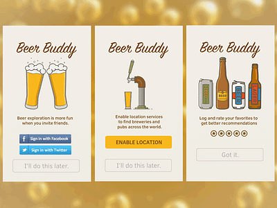 DailyUI #023 - Onboarding app beer clear sans daily ui iphone location tracking mobile onboarding signpainter social login