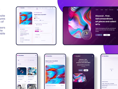 Boundless NFT Marketplace - Ethereum Blockchain 3d blockchain branding crypto defi design illustration logo nft nft marketplace ui uiux