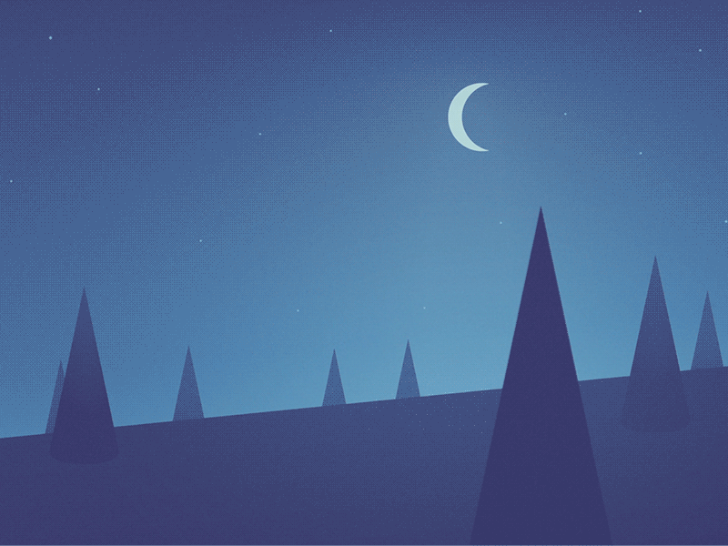 Night Slope animation animation blue christmas landscape line minimal moon motion mountain night ribbon trees