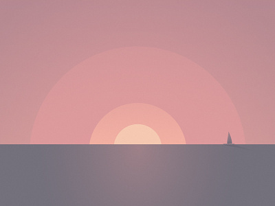 Shapes // Sunset boat circle landscape minimal relaxing sea sunset