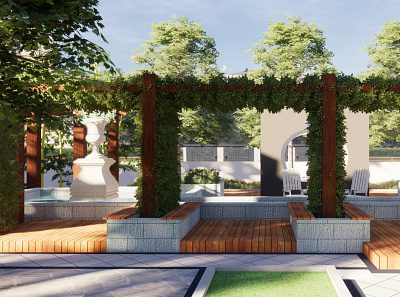 Garden 3d rendering outdoor garden sketchup vray