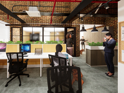 Workstation 3d rendering enscape office design vray