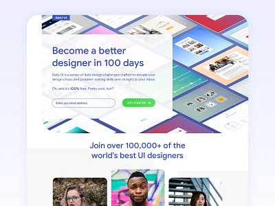 Daily UI #100 : Redesign Daily UI Landing Page app concept conceptual daily ui dailyui design interface design landing page light minimal modern simple ui
