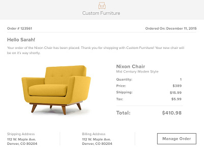 Daily UI #017 : Email Receipt 017 dailyui elegant email design mid century modern simple user interface design