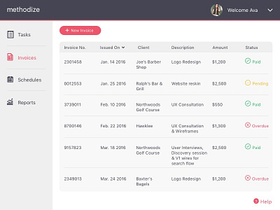 Daily UI #046 : Invoice light modern organization productivity ui