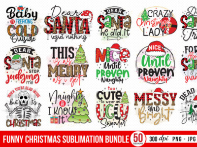Funny-Christmas-Sublimation-Bundle-Graphics funny christmas quotes graphic design png sarcastic christmas svg or dxf cutting files