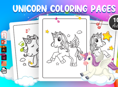Unicorn Coloring Pages - KDP Interior ai design eps graphic design illustration svg or dxf cutting files ui vector
