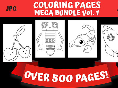Coloring Pages Mega Bundle ai design eps graphic design illustration kdp svg or dxf cutting files ui
