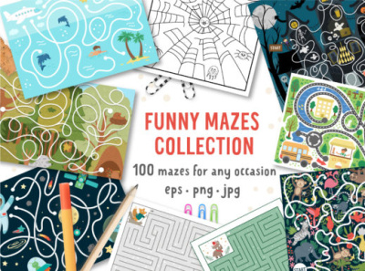 Funny Mazes Collection ai design eps graphic design illustration svg or dxf cutting files