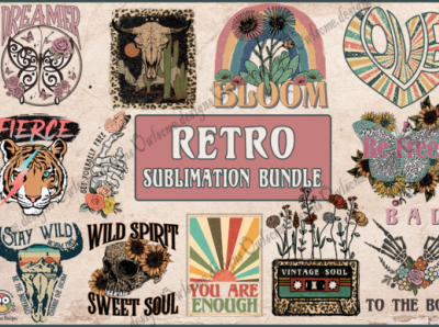 Retro Vintage Bundle Sublimation Designs ai design eps graphic design illustration svg or dxf cutting files ui