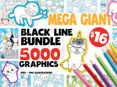 5000 in 1 - Black Lines Mega Bundle ai design eps graphic design illustration svg or dxf cutting files ui