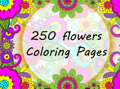 250+ Flowers Adult Coloring Pages-Bundle ai design eps graphic design illustration svg or dxf cutting files ui