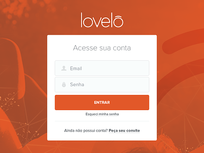 Lovelô App Login facebook form icons login orange sign in sign up ui user ux white