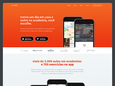 Lovelô's Landing Page app apple fitness iphone itunes landing page orange ui ux web
