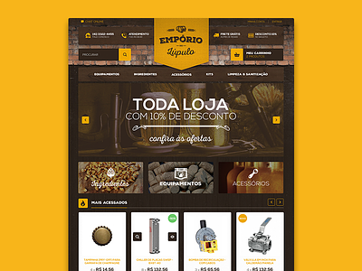 Homebrew Supply eCommerce banner beer desktop ecommerce products rustic supply ui web yellow