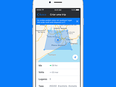 Surftrip Planning App blue interface ios iphone map mobile search surf ui ux