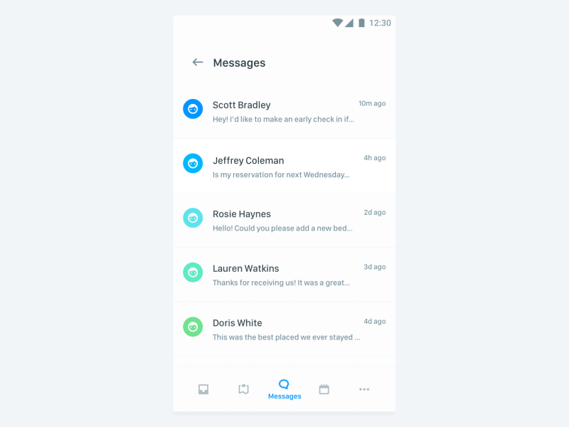 Sending a message typing card ae after effects messaging booking prototype bottom navigation gif animation android