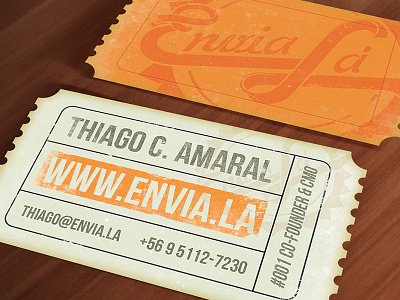 Envia Lá - Business Card business card card cinema envia lá grunge orange texture ticket vintage