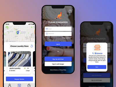 Clean Kangaroo- A laundry Ordering App app creative design figma mobile app ui