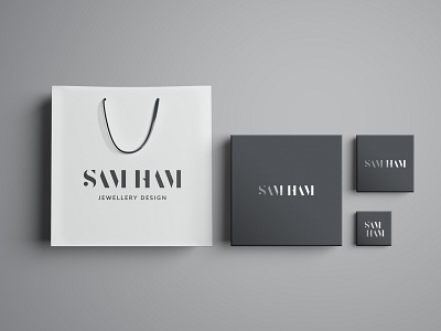 Sam Ham packaging system embossed flexible logo jewellery box jewellery store logo logotype packaging packaging design rebrand responsive logo shopping bag system typography
