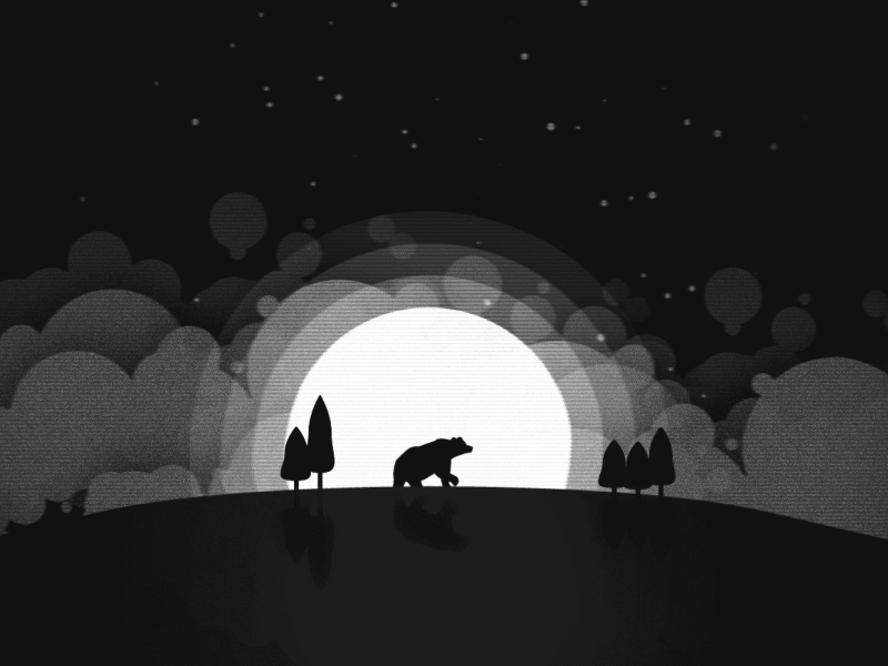 Some bear bullshit. after effects animation bear gif illustration moonlight outdoors stars woods