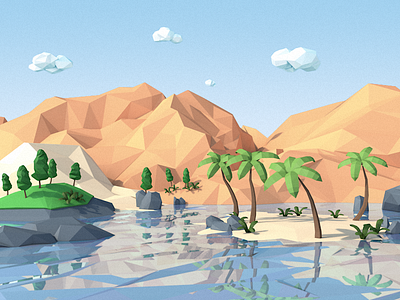 Low-poly Style Landscape c4d c4d42 cinema 4d landscape low poly