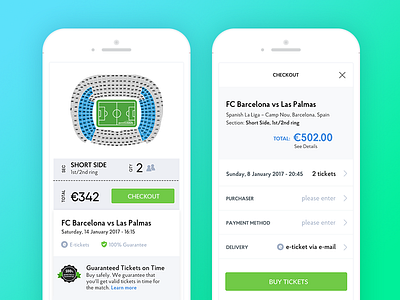 TicketService. Checkout checkout event football mobile ticket ui ux