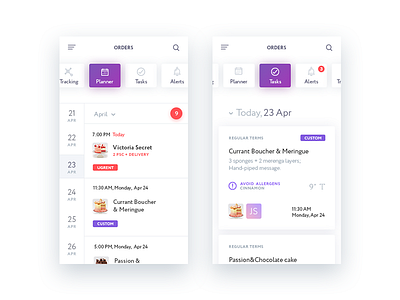TakeCake Mobile App. Planner