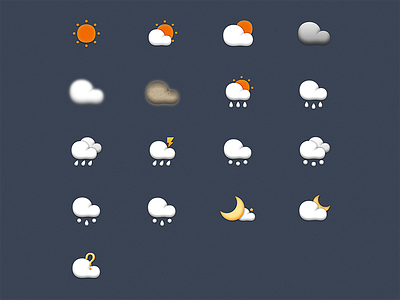 Weather Icons cloud icon moon rain snow star sun thunder ui weather