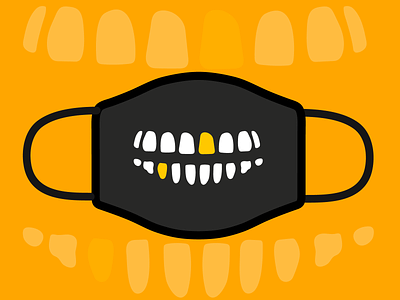 Shine Bright Like A Gold Tooth (or two) awesome awesome merch contest design for good face mask gold hand drawn illustration mask merch skull teeth tooth