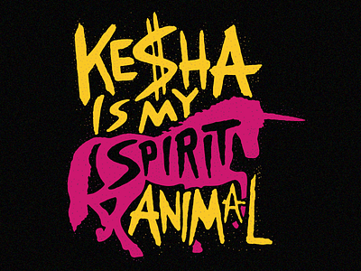 Ke$ha Is My Spirit Animal black drawing fashion freebie illustration ke$ha music pink spirit animal yellow