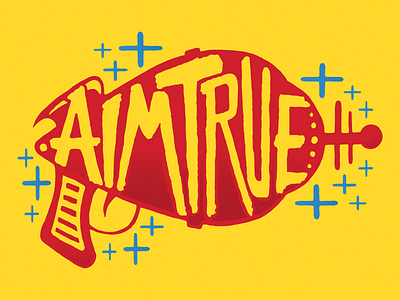Aim True blue drawing illustration illustrator lettering red retro typography vector yellow