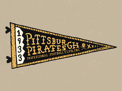 1933 Steelers/Pirates Faux Pennant black gold illustration lettering pennant pirates sports steelers vintage