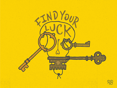 Find Your Luck design drawn grunge hand drawn illustration keys lettering skull texture type typography vector