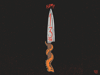 Happy 13th design drawn grunge hand drawn horror illustration knife lettering texture type typography