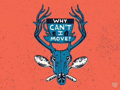 Why Can't I Move? deer design get out grunge hand drawn illustration jordan peele lettering skull texture typography
