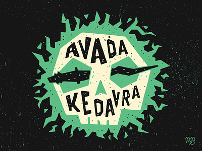 Avada Kedavra avada kedavra curses grunge hand drawn harry potter illustration lettering skull texture typography wand wizard
