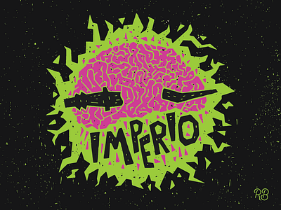Imperio brain curses grunge hand drawn harry potter illustration imperio lettering texture typography wand wizard
