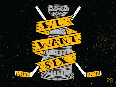 We Want Six grunge hand drawn hockey illustration penguins pittsburgh texture