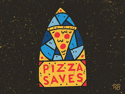 Pizza Saves illustration lettering pizza texture typography