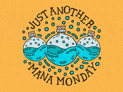 Just Another Mana Monday 80s bottle design drawn dungeons and dragons grunge hand drawn illustration lettering mana potion texture the bangles typography