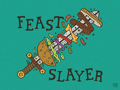 Feast Slayer burger cheeseburger design drawn fantasy fantasy art feast grunge hand drawn illustration lettering slayer sword texture typography vector