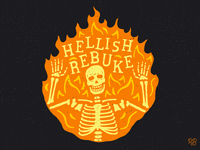 Hellish Rebuke Redux bones design drawn fantasy fantasy art grunge hand drawn illustration lettering skeleton skull spell texture typography warlock